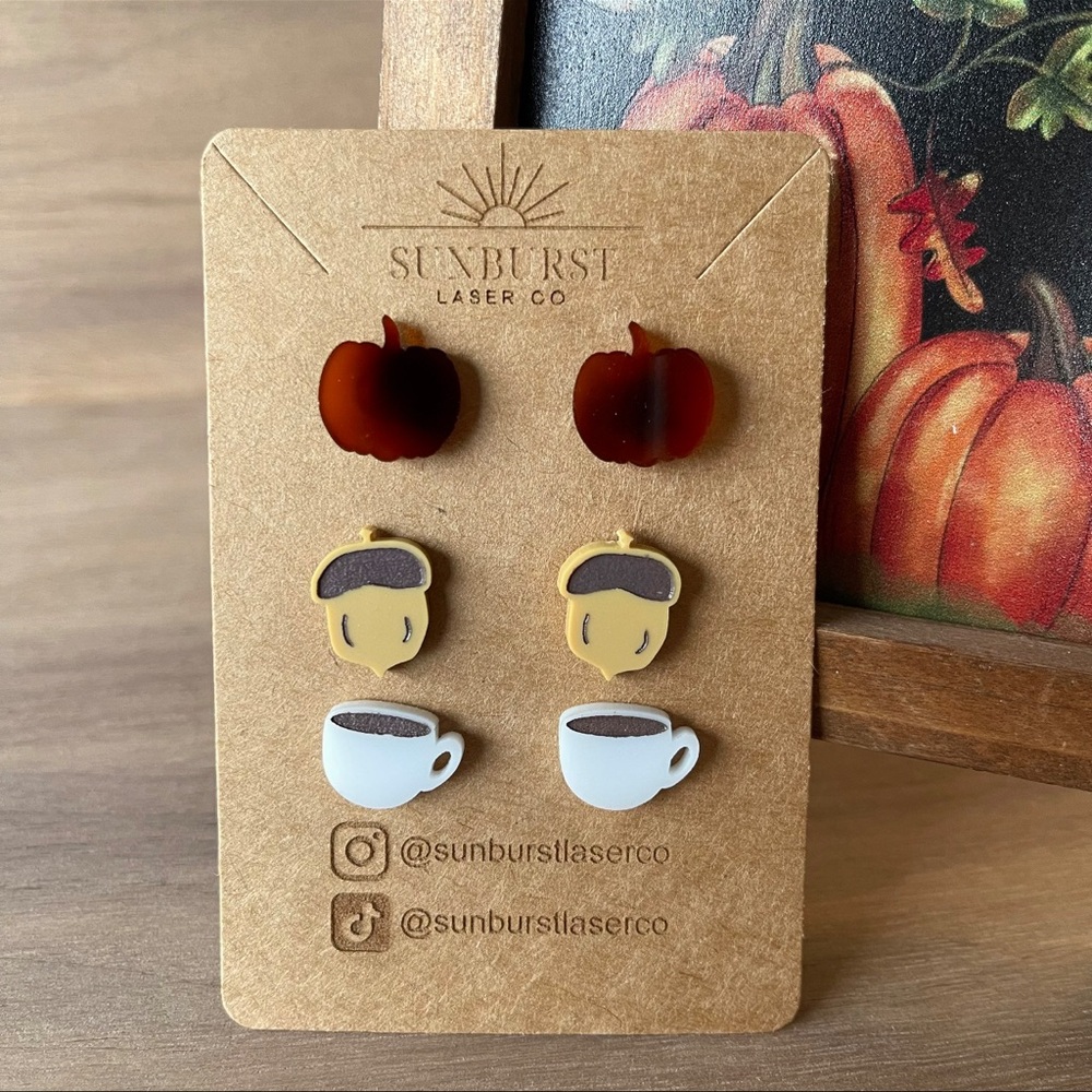 Thanksgiving Acrylic Earrings | Fall Pumpkin Earrings | Coffee| Friendsgiving